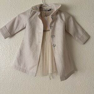 Rare Editions Cream Polka Dot Girls dress and jacket Size 2T